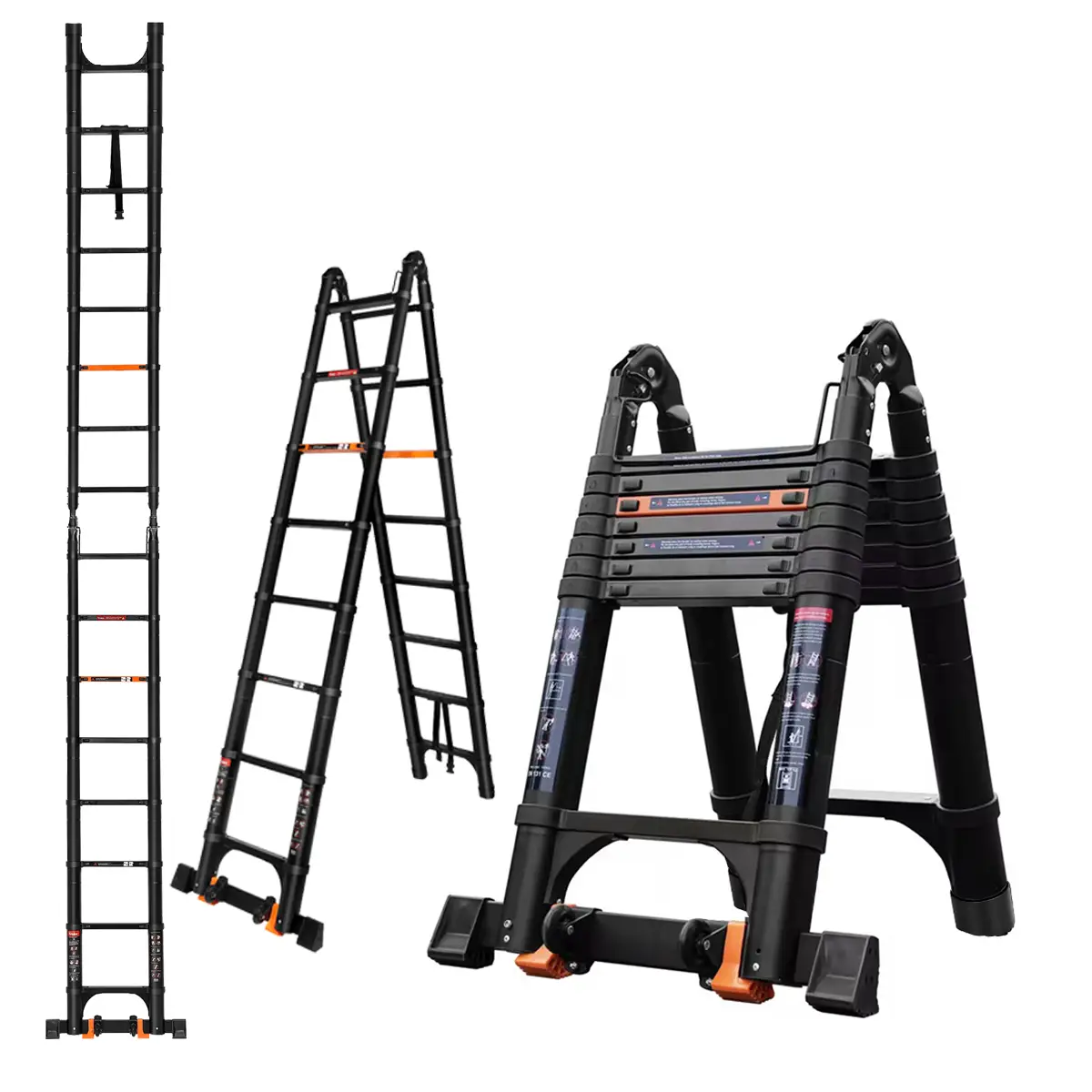 16.5FT Telescoping Ladder A Frame, Portable Extension Folding Ladder, Multi-Purpose Compact Telescopic Ladder for Outdoor Work, 330lbs Max Capacity