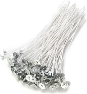 DIY Candle Wicks, 6-Inch Pre-Waxed Cotton Wicks with Tabs, 100-Pack for Candle Making Supplies