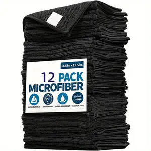 1PC/5Pcs/10PCs/20PCs Black Dishcloth 11.5*11.5 Inch Microfiber Cloth Kitchen Scouring Pad Multifunctional Cleaning Cloth Automobile Cleaning Cloth