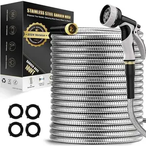 Lefree Metal Garden Hose 100ft, 2024 Version Metal Hose with Upgraded Design,10-Function Nozzle,3/4" Universal Fittings, Durable and Leak Proof Water Hose 100ft, No Kinks Garden Hose for Yard Outdoor