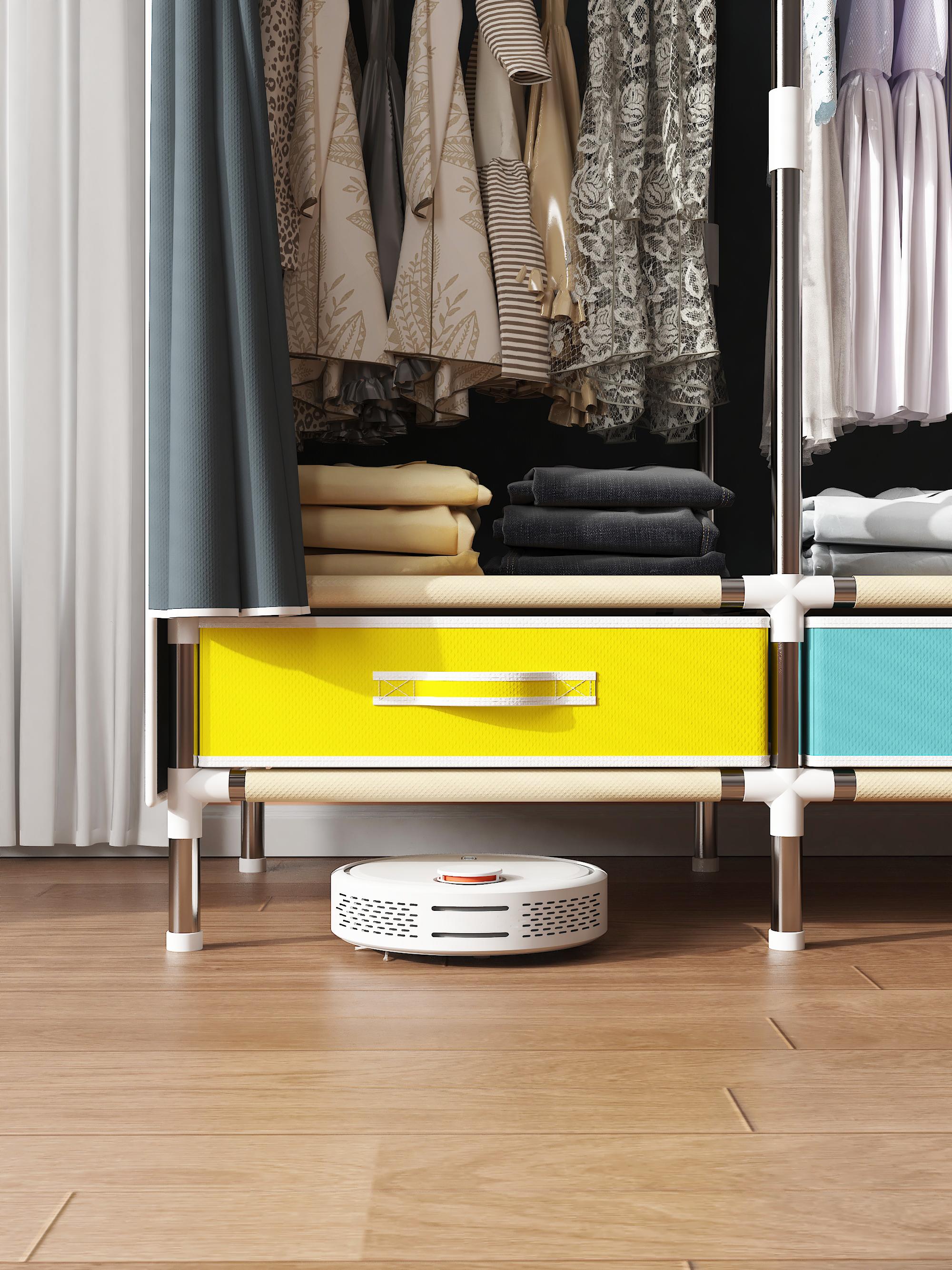 Portable Wardrobe with Drawers, Large Bedroom Suspension Storage Closet Portable Clothes Closet Wardrobe Storage Organizer ( Size:78.7* 17.7 * 66.9inch ).