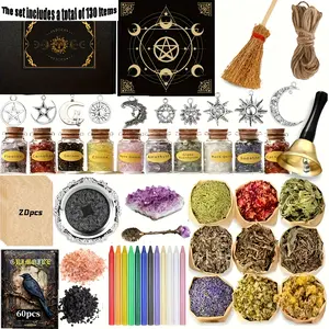 94/130Pcs Complete Witchcraft Supplies Kit, Large Wiccan Spell Box with Crystals, Candles, Herbs & Ritual Tools, Beginner Witch Starter Set for Pagan Rituals, Halloween Decor & Spiritual Practice