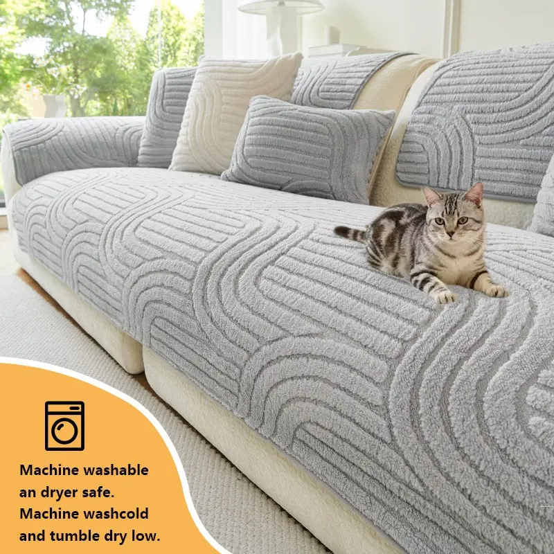 1pc sofa cover Plush Sofa Slipcover Protector, Pet-Friendly Non-Slip Decorative Couch Pad, Polyester Material, Fits 1234 Imperial Chairs, Washable Couch Cover