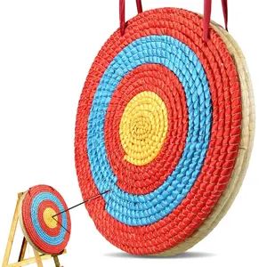 fathersdaygift VEVOR Archery Target, 3 Layers 20 Arrow Target, Traditional Solid Straw Round Archery Target Shooting Bow, Hand-Made Arrows Target, Coloured Rope Target for Backyard Outdoor Hunting Shooting Practice