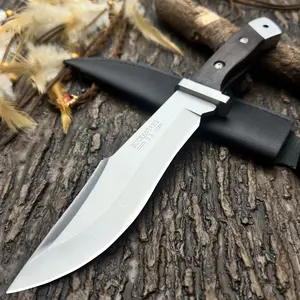 1 knife, with a black wooden handle, an outdoor knife, fixed blade,High-quality leather sheath, suitable for camping, rescue, survival and outdoor adventures