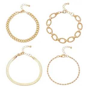 4-piece bracelet set, bracelets for women, Metal plated bracelet stack, light luxury jewelry set Fashionable Bangle Elegant Bangle Gold Bangles