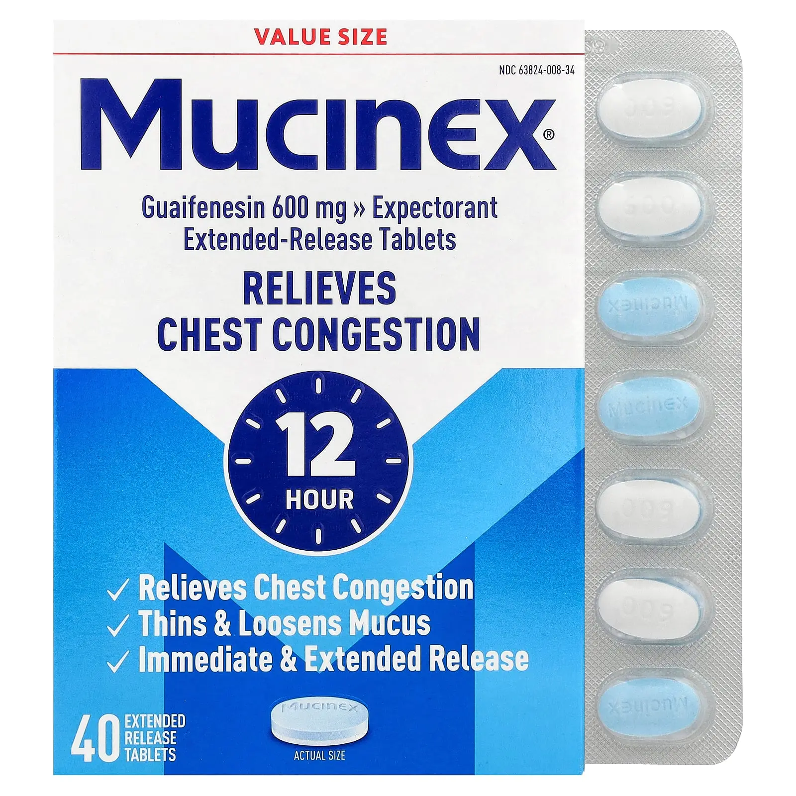 Mucinex Mucinex, 600 mg, 40 Extended-Release Bi-Layer Tablets | HSA/FSA Eligible