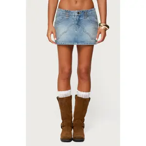 Edikted Women's Tory Western Denim Mini Skirt - Multicolor