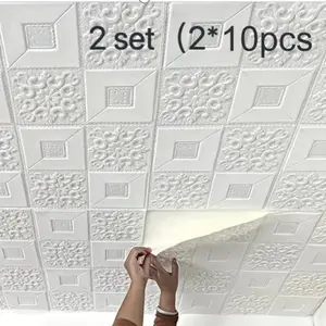 3D Wall Tile Sticker, Self Adhesive Wall Sticker, Waterproof Decorative Ceiling Sticker, Room Decor Accessories