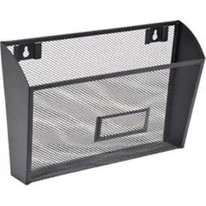 212 MAIN Steel Mesh Wall Pocket, Double Rim, Powder-Coated Black, Wall Mount Office Filing & Stationery Supply