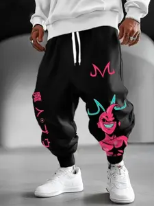 Dragon Ball Buu Print Casual Pants, Men's Heavyweight Jogger Pants, Women's Stylish Skinny Fit, Drawstring Waist, Pockets, Fitness & Streetwear, Banded Bottom Sweatpants