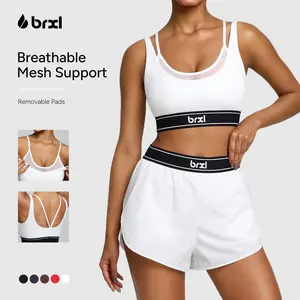 BRXL 2 Piece Workout Set Sports Bra with Removable Pads and Shorts with Hidden Pocket No Underwear Needed for Women Yoga and Daily Wear#Summervibes #beachoutfit, Sportswear Set, Sporty Comfy Breathable