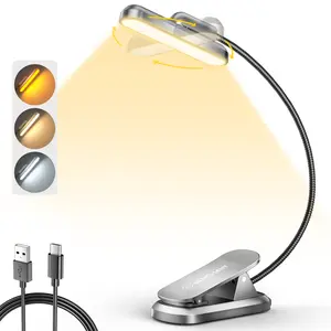 Glocusent Rotatable Reading Light, Portable Eye Protection, Bright 22LEDs, 3 Colors and 5 Adjustable Brightness, 1000mAh Rechargeable Reading Light, Can Light Up to 100 Hours, Used for Various Viewing Eye Protection and Lighting Reading Scenarios
