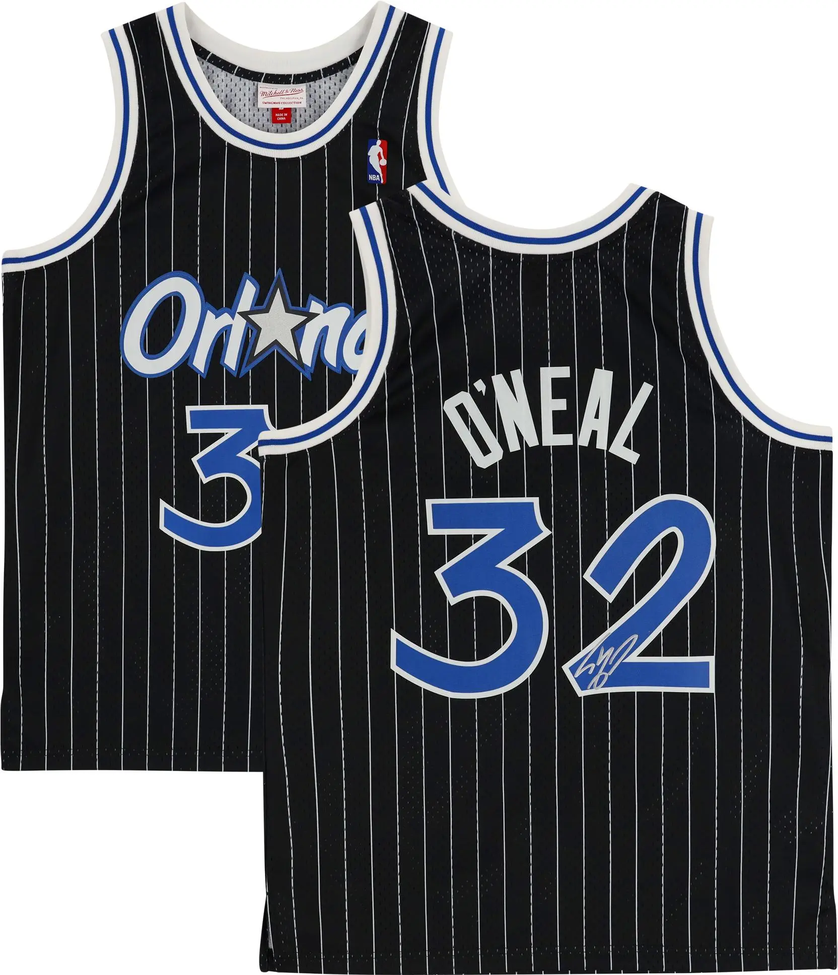 Shaquille O'Neal Orlando Magic Autographed Mitchell & Ness Black Pinstripe Replica Jersey - Fanatics Authentic Certified