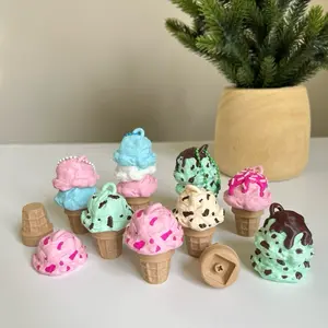 Fidget Ice Cream Cone – Realistic Look, Addictive Click, Cute 3D Printed Desk Accessory for Stress Relief