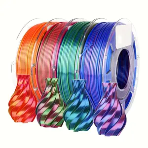 KELEIDI PLA silk filament for 3D printing, multicolor, 1.75 mm, high print speed, high precision, strong durability, neat filament alignment, 200 g, compatible with most FDM printers