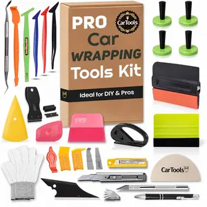 Vinyl Wrap Tool Kit Car Wrap Kit Vehicle Wrapping Tools with Felt Squeegee Utility Knife Magnetic Holders Gloves PPF Tools Stick Tucking for Wraps Automotive Window Tint Tool Installation