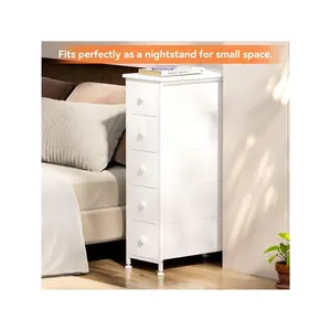 New 2024  GINRGINR Narrow Storage Tower 5 Removable Fabric Drawers Slim With Steel Frame Wood Top Knob Dresser For Bathroom Organizer Closet Small Spaces Charcoal Black 10 D 19 W X 34 H Indoor Furniture