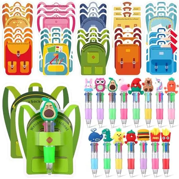 24/36 Sets Multicolor Pen Back to School 4-in-1Pens with Positive Cards Bulk Cute Pens Class Reward Gift for First Day of School Classroom Exchange Party Supplies Employee Appreciation Gifts Inspirational Gift for Students Teacher Coworker Nurse