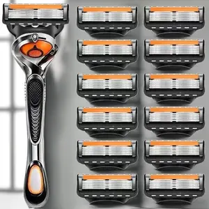 High-Quality Five-Layer Manual Shaver, Four Replaceable Blades, Universal Handle, Men's Grooming Tool, Precision Trimming & Styling