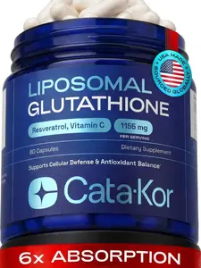 Cata-Kor Liposomal Glutathione 1000mg – Ultra High Absorption with Resveratrol, Vitamin C, Selenium & Vitamin B2 – Antioxidant Support for Immune Support & Healthy Aging – (60 Count (Pack of 1))