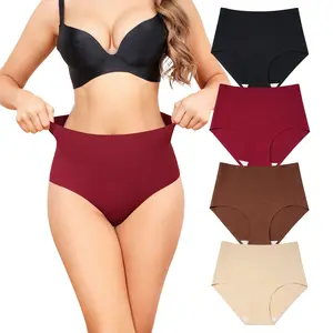 LEVAO Women’s High Waist Tummy Control Seamless Panties — No Show, Full Coverage Postpartum Friendly Underwear, 4 Pack (S-XXL)