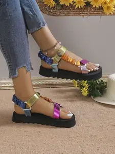 Classic Fashion Womens Summer Beach Sandals Comfortable Shock Absorbing Sandals, Soft Lining Anti Slip Outsole Sandals For Women Outdoor Camping Walking, Casual Summer Footwear, Casual Sandals