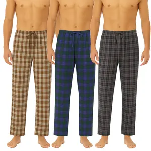 3 Pack Men's 100% Cotton Plaid Flannel Pajama Pants Lounge Sleepwear Elastic Waistband Sizes S-3XL Menswear Homewear Pjs