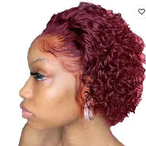 lucyhair  Human Hair 13x4 HD Curly BOB Lace Front Wigs Human Hair Pre Plucked Wear And Go Glueless Short Curly Frontal BOB Wigs For Black Women Wet And Wavy 8Inch