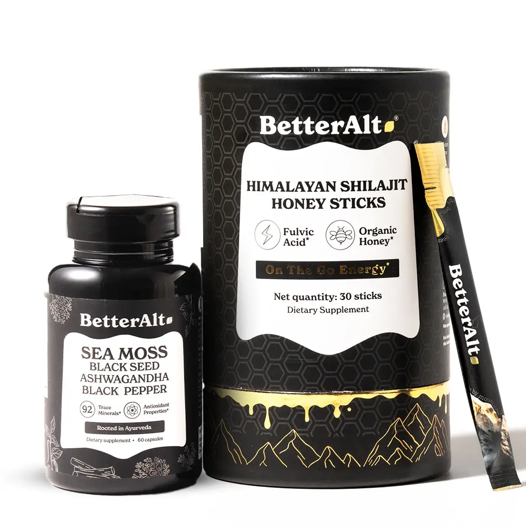 BetterAlt GOLD+ Shilajit Honey Sticks & Pure Irish Sea Moss | Supports High Abso...