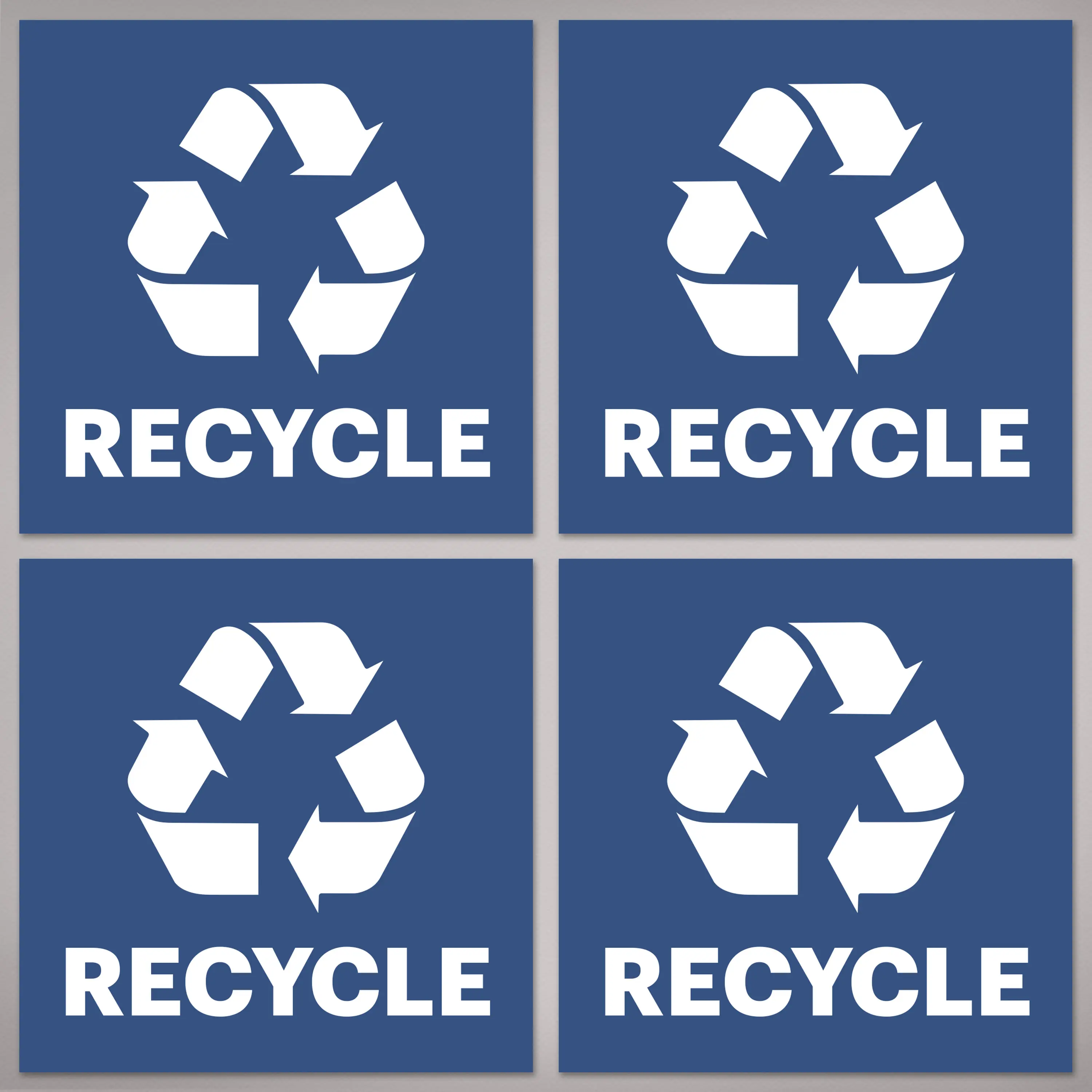 Avery Recycle Stickers, Blue Recycle Signs for Bins, Containers, Trash Cans and Walls, Waterproof, UV Resistant, Preprinted, 4" x 4", 8 Total