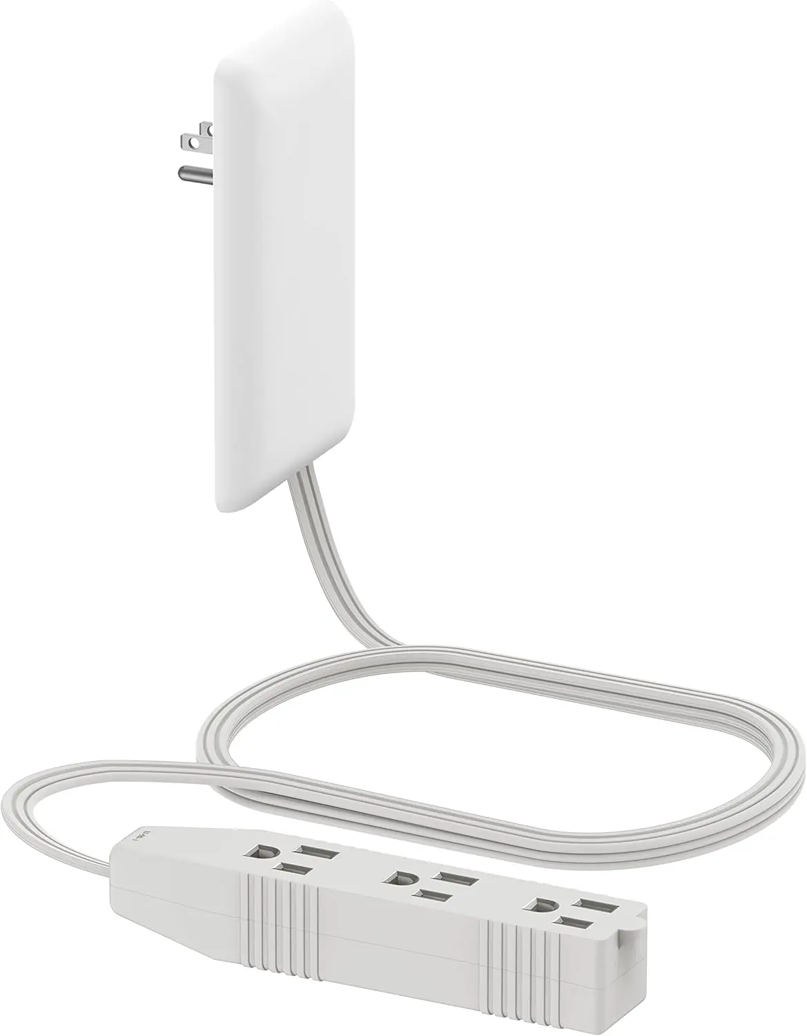 Flat-Face Outlet Extender with 3 Receptacles, Ultra-Thin Wall Plate Plug with Cord Extender and 3-Outlet Power Strip, 3ft Cord, LWE3-315-W, 1625W, ETL Listed, Matte White, 1-Pack