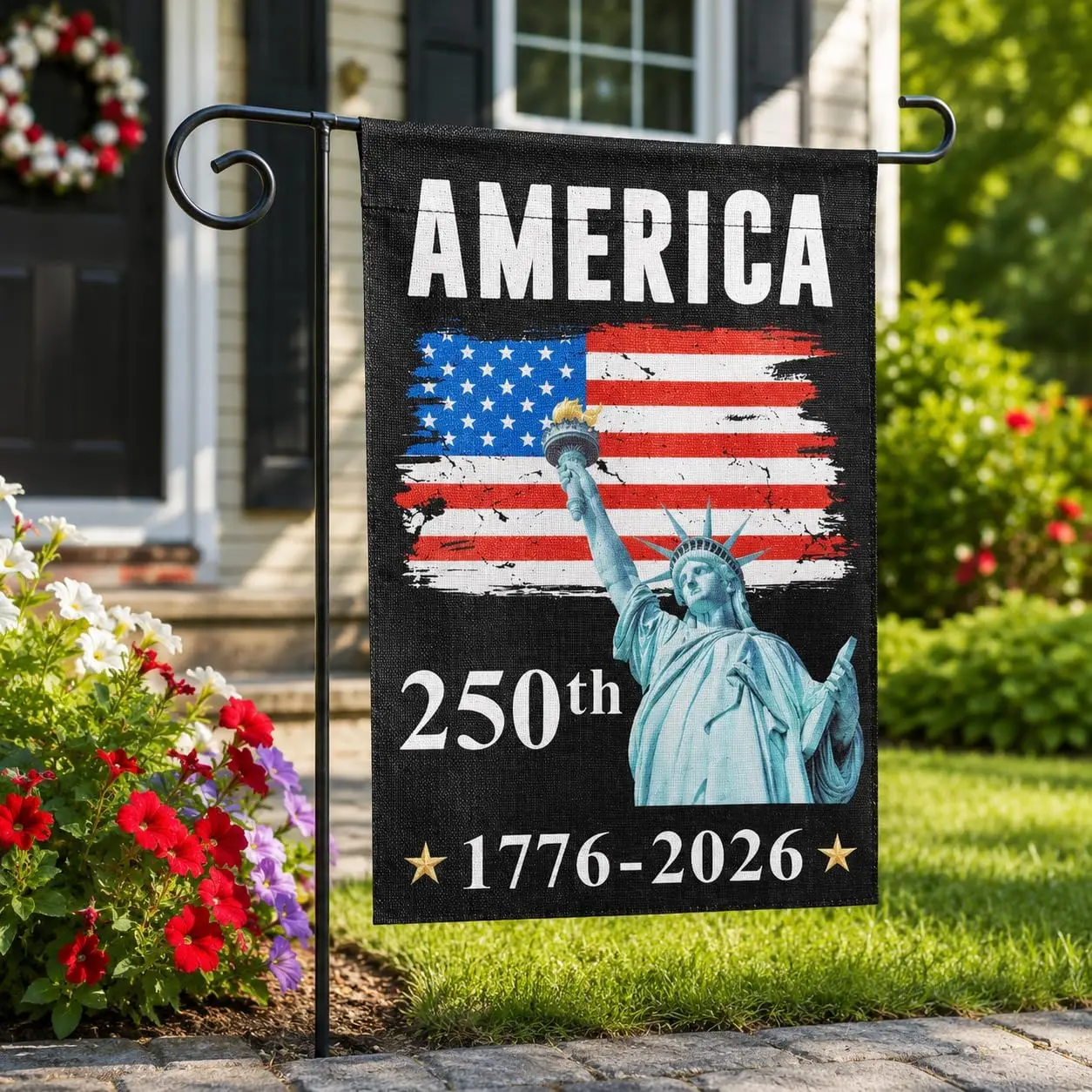 USA 250th Anniversary Flag - 12x18 Inch Double Sided 4th of July Garden Flag, Independence Day Porch Banner, 1776-2026 Independence Day Flag Outdoor Yard Decor