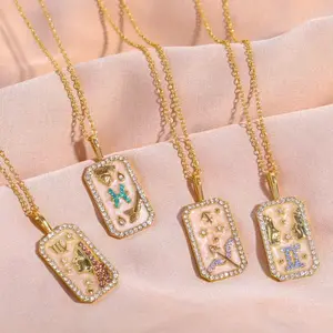 Buy 1 Get 1 Two-piece set 12 Constellation Necklaces:Inspired by constellations, each necklace features an exquisitely-designed rectangular pendant paired with a golden chain.perfectly integrating constellation culture with fashion jewelry Charms