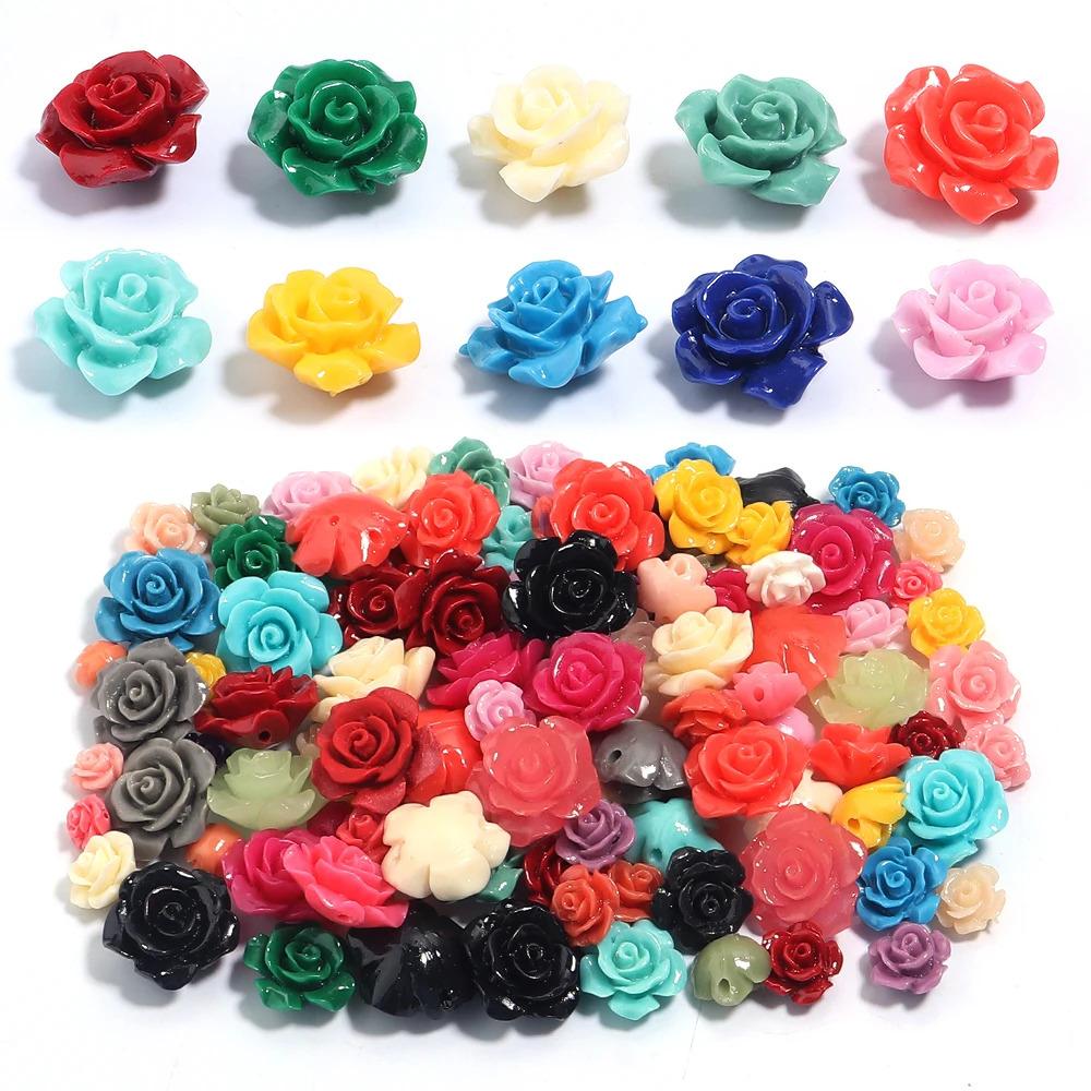 1 Strand 6 8 10 12 15mm Rose Camelia Flower Beads Artificial Coral Beads For Jewelry Making DIY Bracelet Neckalce Accessoires