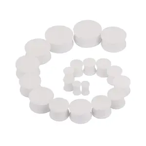 20pcs Silicone Ear Plugs Kit Gauges Stretching Set Double Saddle Tunnels Flare Earlobe Expanders Flesh Body For Women Men Beginners 0g-1"