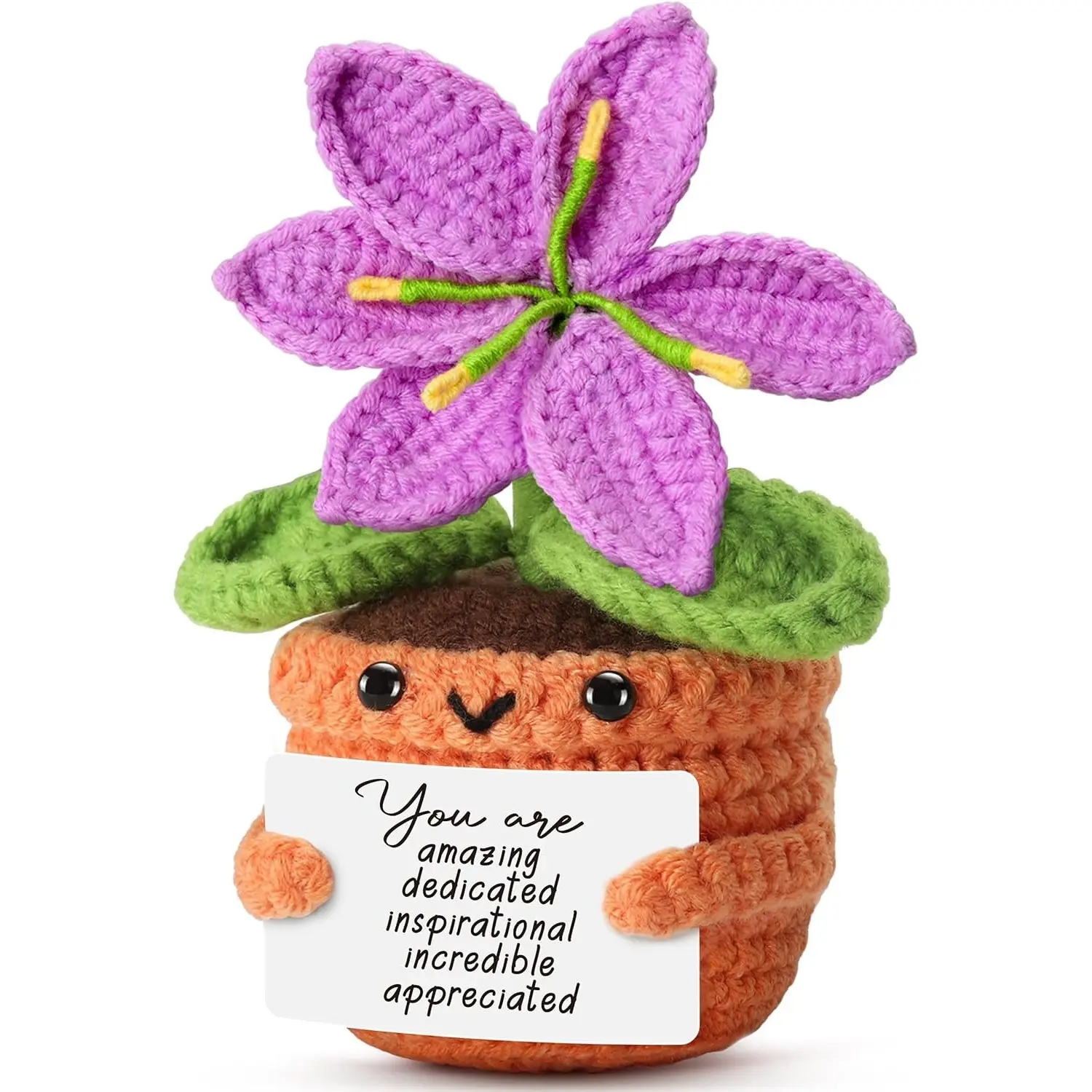 Crochet You Are Amazing Plant, Handmade Crochet Stuffed Figure, Amigurumi Gift, Soft Cuddly Gift, Handmade Gift for Mother's Day, Graduation & Birthdays, Encouraging Desk Decor, Flower Pot Plushie with Inspirational Note, Thank You Gift