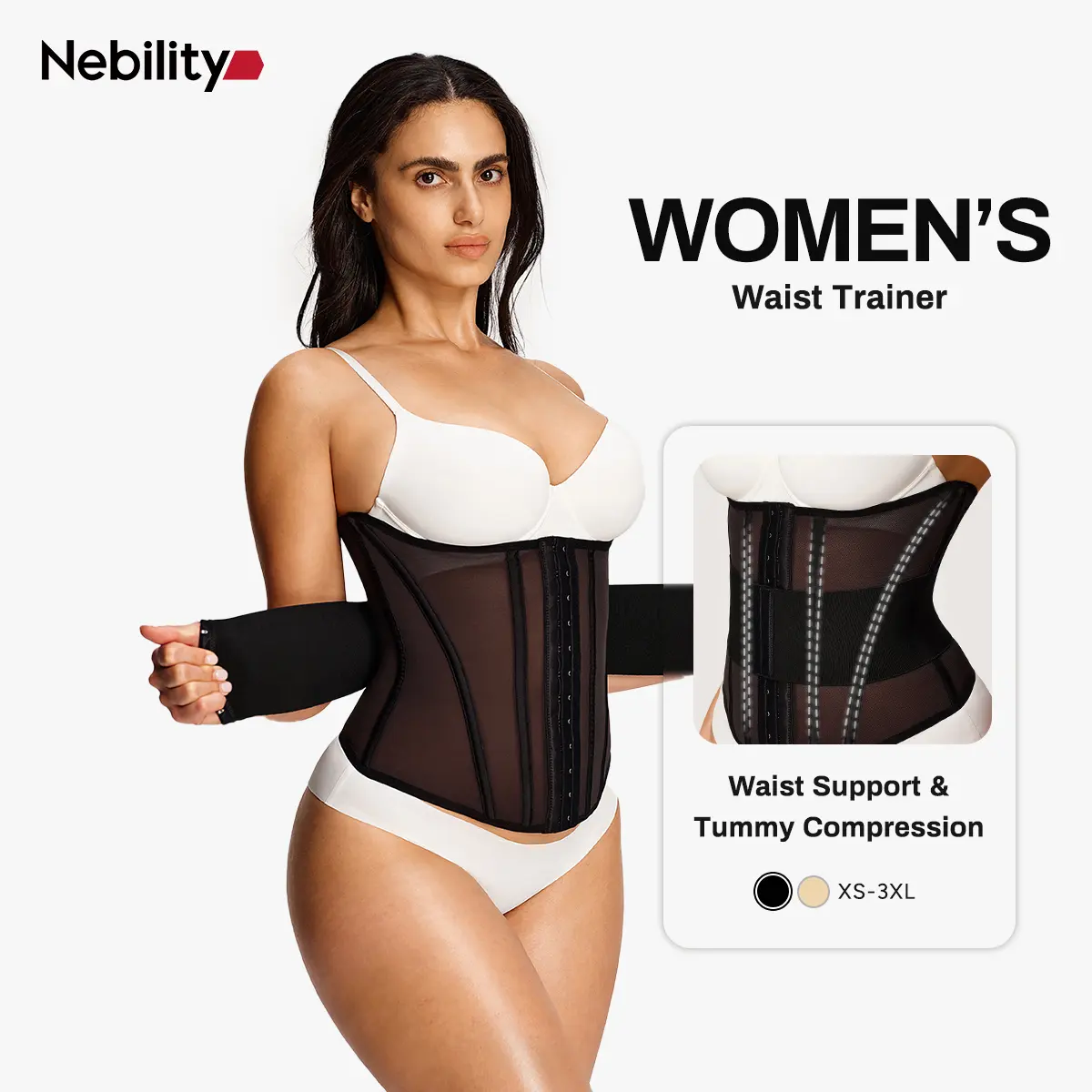 Nebility Women's Waist Trainer Belt with Built-in Steel Frame Double Wrap Waist Cincher Trimmer Ab Belt Tummy Control Body Shaper Firm Compression & Shaping basic shapewear tummy  wrap  waist  trainer extreme Body Sculpting Belt Womenswear