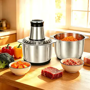 5L Electric Food Chopper & Meat Grinder, Premium Stainless Steel Food Processor Slicer, High Power Motor for Fast Chopping Grinding, Ideal for Home Cooking Party Meal Prep, Durable