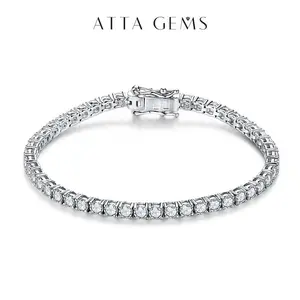 High Quality D Color VVS1 Synthetic Moissanite Tennis Chain Bracelet with Unique Bracelet Design, Exquisite Trendy Women's Jewelry for Birthday Party Gift B001, Premium Artificial Gemstone Accessory, Exquisite Trendy Bracelet