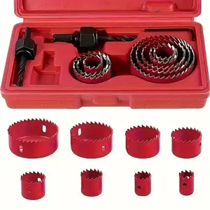 11-Piece Carbon Steel Woodworking Hole Saw Drill Bit Set, Triangle Shank Design, Durable & Versatile Tool for Plastic, PVC, Gypsum Board Use, Core Drill Bits