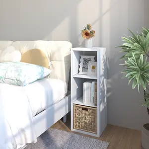 Endearing Limons Wooden Thick Border 3-Cube Storage Organizer, Reversible Open Back Bookcase with Anti-Tipping Device, Multipurpose Cube Shelf for Home Office, Bedroom, Living Room, Study and Nursery