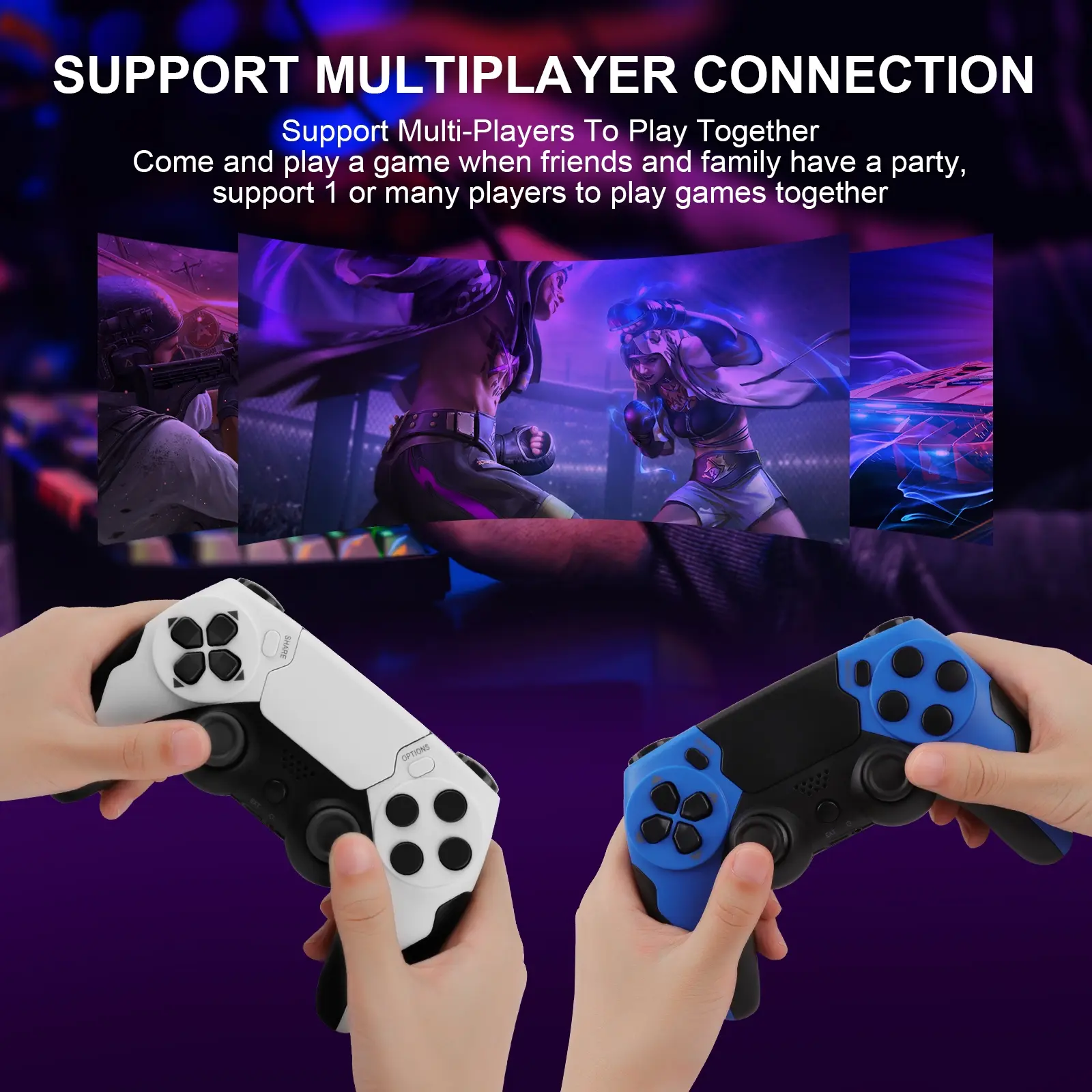 GAMINJA Five-Color Game Controller With Dual Motor Vibration, Six