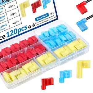 120pcs Right Angle Fork Connector, 22-18/16-14/12-10awg Nylon Quick Disconnect Flag Terminal, //blue 90 Degree Wire Connector