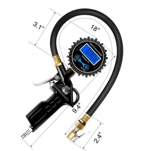 250 PSI Digital Tire Pressure Gauge with Inflator, 1% Accuracy Air Chuck & Compressor Accessories,Brass Components Automotive Vehicle Tool