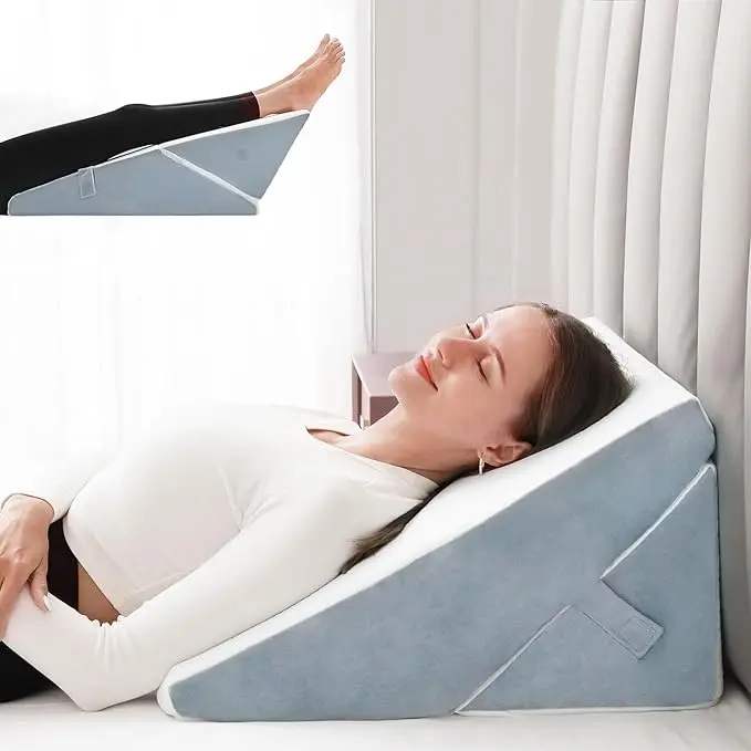 FSCGIFE Bed Wedge Pillow for Sleeping, 9&12 Inch Adjustable Bed Wedge Pillow for After Surgery, 7-in-1 Memory Foam Triangle Wedge Pillow, Relieve Acid Reflux, Gerd, Snoring