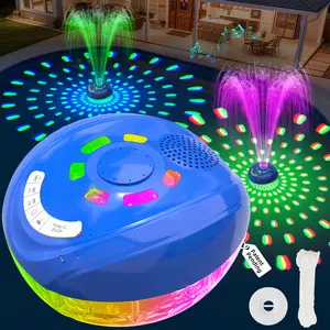 3 in 1 Floating Pool Fountain with Lights & Speaker, Floating Bluetooth Speaker, Pool Fountains for Inground Pools, Pool Speakers Bluetooth Waterproof IP68, Above Ground Pool Water Fountain-Light Blue