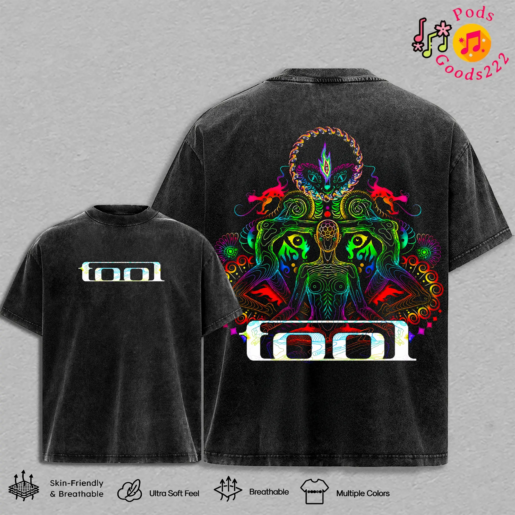Tool Lateralus Spiral Graphic T-Shirt, Hoodie, Sweatshirt, Vintage Washed Oversized Heavyweight Cotton Tee, Progressive Metal Psychedelic Rock Band Merch, Double Sided Concert Streetwear, Unisex Gift for Tool Music Fans
