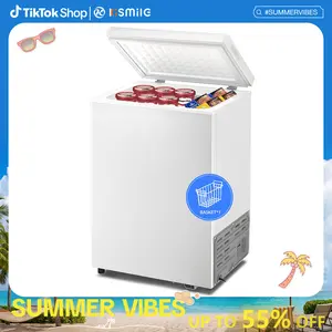 Kismile Chest Freezer 2.8 Cu.ft with 2 Removable Baskets Adjustable Temperature Energy Saving Compact Top Open Door Freezer White