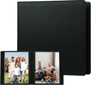 Leather Scrapbooking Photo Album, 8x10 Size, 168 Pockets, Acid-Free Inner Pages, High-Capacity DIY Book for Family Weddings, Graduation (Black)